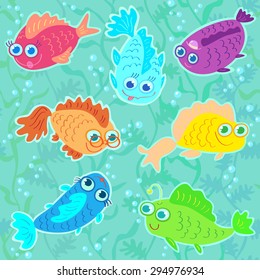 Funny Fish seamless pattern