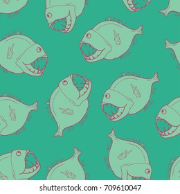 funny fish seamless pattern, cartoon fishes