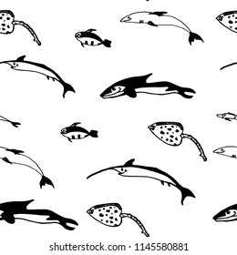 funny fish seamless vector illustration
