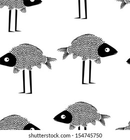 Funny fish seamless vector pattern 