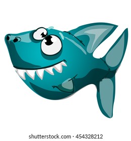 Funny fish with sharp teeth. Vector illustration.