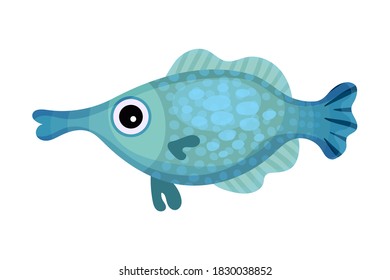 Funny Fish with Side Fins as Marine Animal Vector Illustration