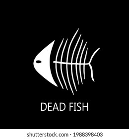 funny fish skeleton on black background vector illustration eps8