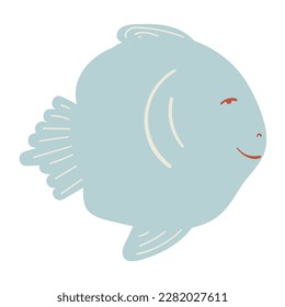 Graciosa ilustración vectorial de peces. Personaje de dibujos animados. 