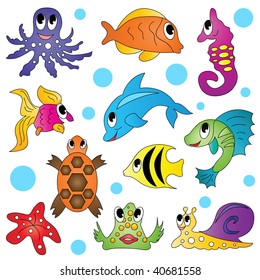 Funny fishes. Vector illustration.