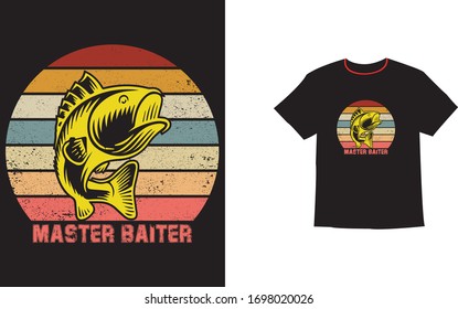 Funny Fishing Master Baiter T-Shirt T Shirt, fishing shirt designs - fishing t shirt vector-vintage fishing emblems, labels, badges, logo