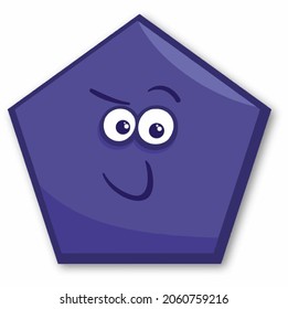 Funny five dimensional purple emoji character face with utter simle