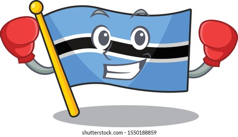 Funny flag botswana in red boxing cartoon character