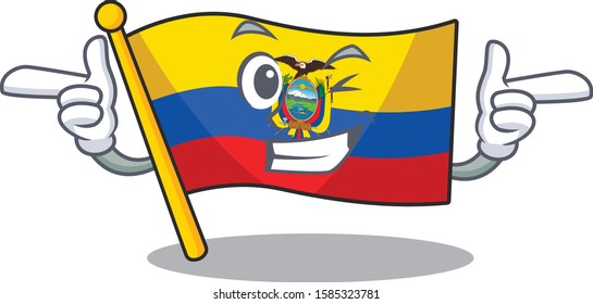 Funny flag ecuador mascot cartoon style with Wink eye