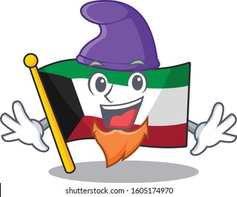 Funny flag kuwait cartoon mascot performed as an Elf
