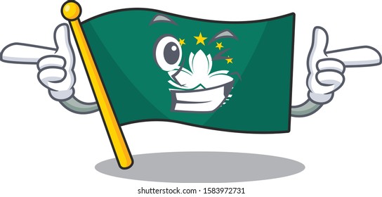 Funny flag macau mascot cartoon style with Wink eye