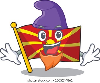 Funny flag macedonia cartoon mascot performed as an Elf