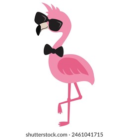 Funny flamingo in sunglasses vector cartoon illustration