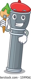 Funny flashlight Scroll Artist cartoon character holding brush