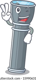 Funny flashlight Scroll cartoon Character with two fingers