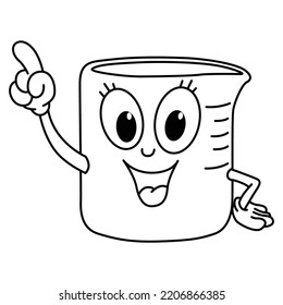 Funny flask cartoon characters with cute face vector illustration. For kids coloring book.
