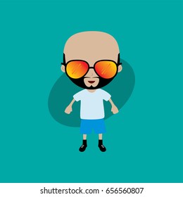 funny flat casual cartoon guy in color vector art illustration