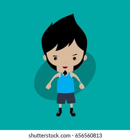 funny flat casual cartoon guy in color vector art illustration