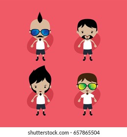 funny flat casual cartoon guy in color vector art illustration
