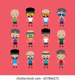 funny flat casual cartoon guy in color vector art illustration
