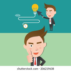 Funny flat character idea business concept