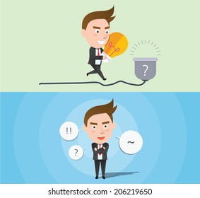 Funny flat character idea business concept