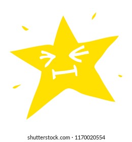 funny flat color illustration cartoon star