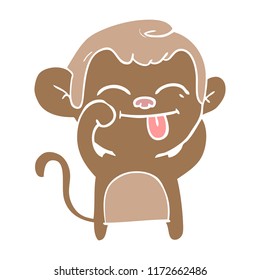 funny flat color style cartoon monkey