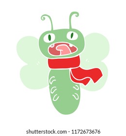 funny flat color style cartoon butterfly