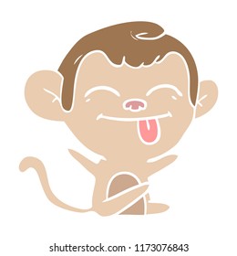 funny flat color style cartoon monkey