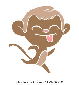 funny flat color style cartoon monkey