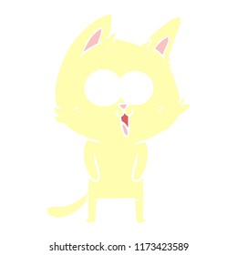 funny flat color style cartoon cat