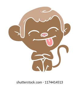 funny flat color style cartoon monkey