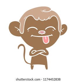 funny flat color style cartoon monkey