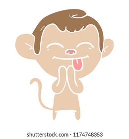 funny flat color style cartoon monkey
