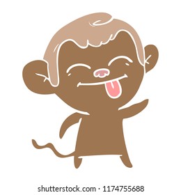 funny flat color style cartoon monkey