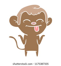 funny flat color style cartoon monkey