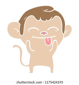 funny flat color style cartoon monkey