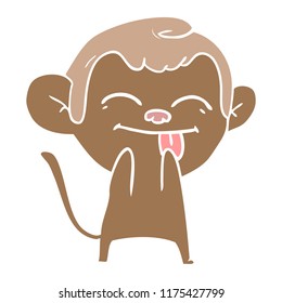 funny flat color style cartoon monkey