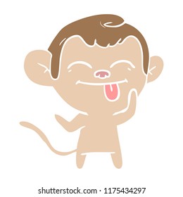 funny flat color style cartoon monkey