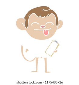 funny flat color style cartoon monkey