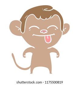 funny flat color style cartoon monkey