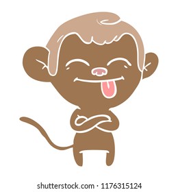 funny flat color style cartoon monkey