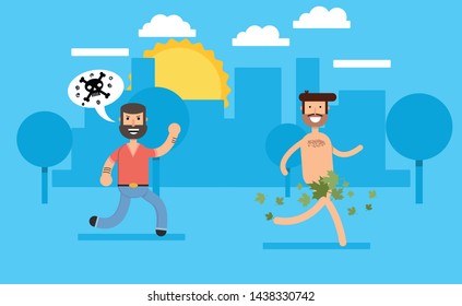 Funny flat illustration with 2 man. Vector illustration.