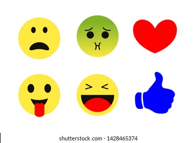 funny flat style emoji emoticon reactions color icon set