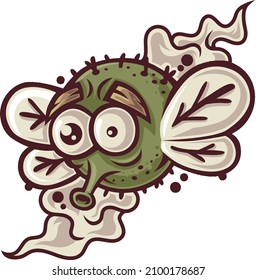 Funny Flies Vector Mascot. Can For Children 