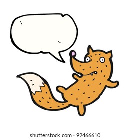 funny floating fox cartoon with speech bubble