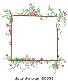 funny floral green frame with red flowers