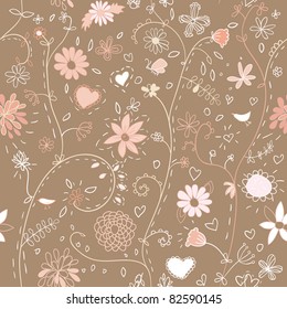funny floral seamless pattern