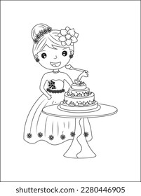 funny flower girl coloring page for kids